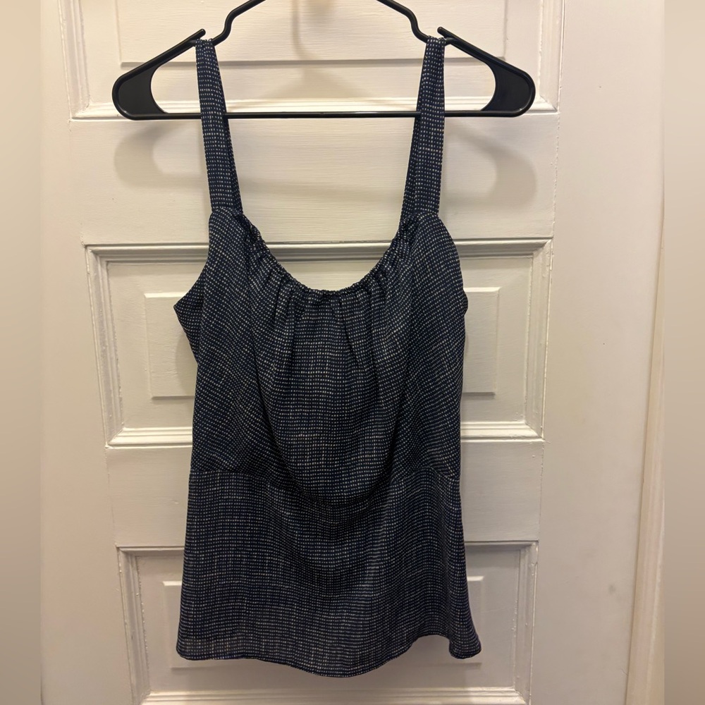 Cabi Blue & White Small Dot Print Tank Top, Size 14